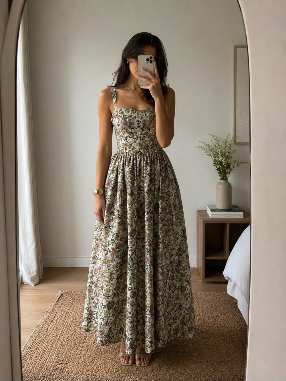 Aqua Blu Lotus Drop Waist Maxi Dress Floral Print M NwT